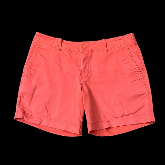 Women's Eddie Bauer 4 Small Shorts Pink Coral Twill Chino Khakis Cotton Stretch - Picture 2 of 8